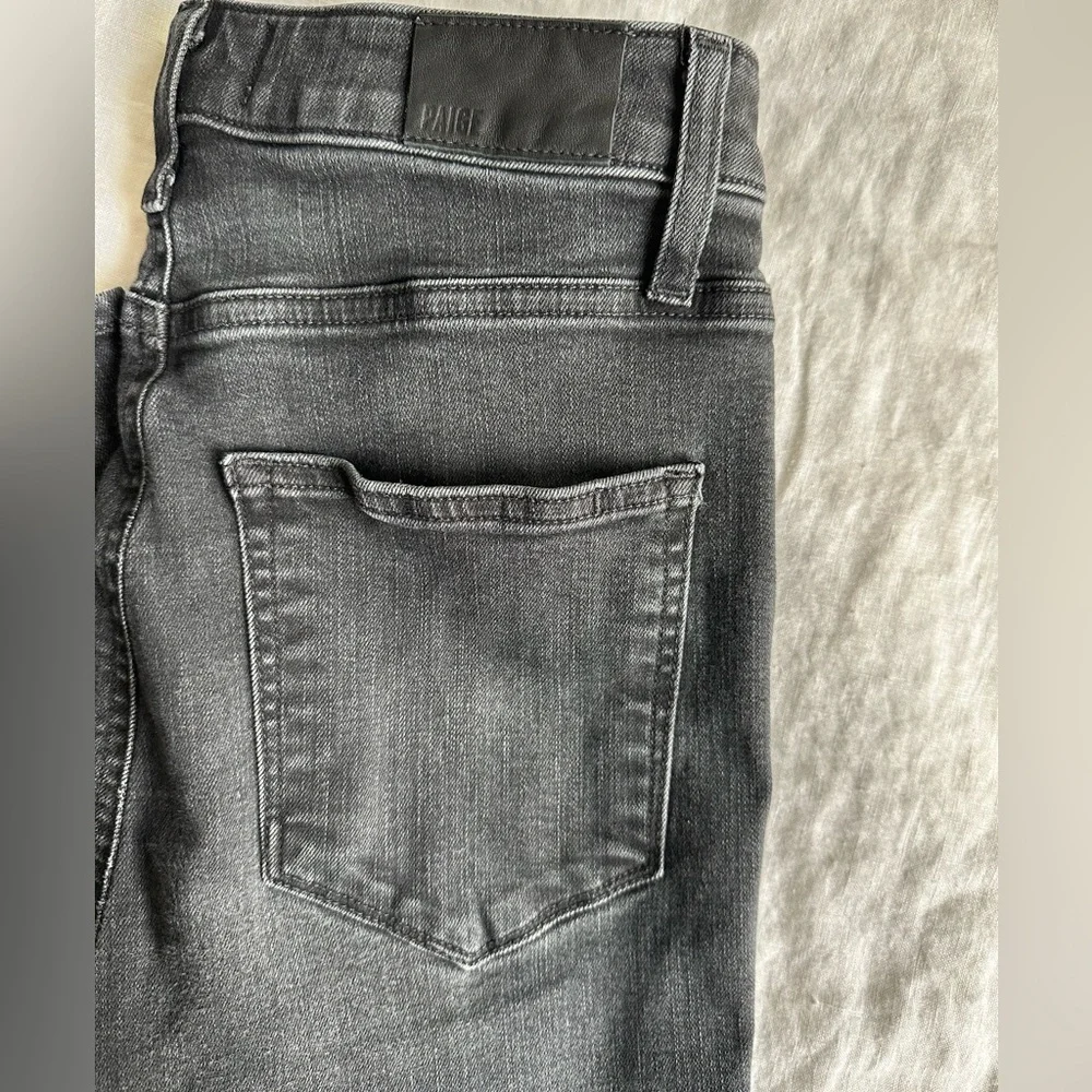 Paige High Rise Straight Ankle Jeans Black Stretch Denim Size 27 - Picture 5 of 12